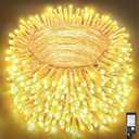 800 LED Christmas Lights Outdoor Indoor, Warm White Christmas Lights 8 Modes Clear Wire Waterproof, Plug in Twinkle Fairy String Light for Xmas Tree Wedding Bedroom Decorations
