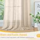 YoungsTex Oatmeal Linen Cafe Curtains 24 Inches Long - Small Half Drapes Semi Sheer with Rod Pocket Back Tab for Bathroom Farmhouse Kitchen Windows Over Sink 2 Panels, 29 X 24 Inch