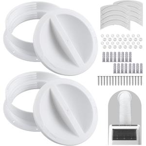 2 Set White Dual Size Wall Mount Connector for Portable Ac Vent Ac Exhaust Hose Coupler for 6 and 6.5 Inches Hose Accessories Plug