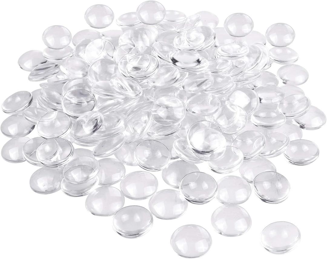 Gwybkq 150 Glass Dome Cabochons, 25mm Clear Glass, 1 inch/25mm Non-calibrated Round for Photo Pendant Craft Jewelry Making