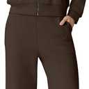 QINSEN Women's Cotton 2 Piece Outfits Lapel Long Sleeve Zip Up Sweatshirt Wide Leg Pants Matching Tracksuit Sets XL