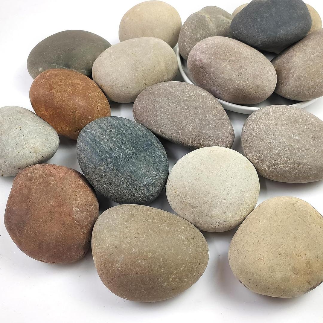 Large River Rocks for Landscaping, 3-4 Inch Mixed Colors Pebbles for Plants and Garden, Premium Rocks for Flower Beds, Indoor Fountains, Paths, Backyards, Fish Tanks(40lbs Bulk)