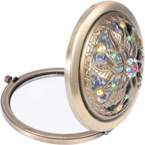 Vintage Mirror Compact Travel Makeup Mirror Cosmetic Pocket Mirror Mini Round Double-sided Folding Cosmetic Makeup Purse Mirror for Travel Mini Round Double-Sided Folding Compact Mirror