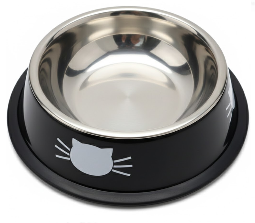 Cat Bowls for Food and Water,  Rapsrk Non-Slip Stainless Steel Black