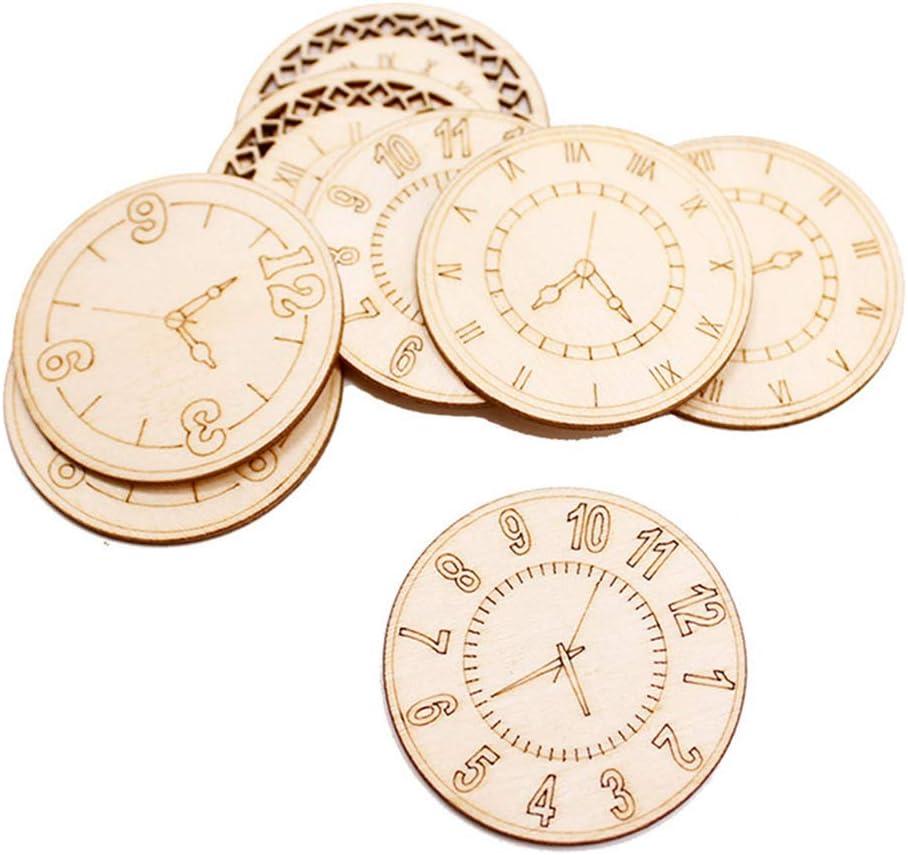 Unfinished Wood Cutouts Natural Clock Wood Pieces for DIY Craft Decorations 's Party Decoration 8 Pcs