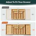 Silverware Organizer Large, Magnetic Connected Expandable 13 Slots Silverware Drawer Organizer From 21 to 37.4 Inches, Adjustable Flatware and Cutlery Holder, Bamboo Utensil Tray for Kitchen Natural