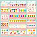 JOYIN 100Pcs Prefilled Easter Eggs with Assorted Toys, Prefilled Easter Eggs with Toys, Easter Basket Stuffers for Kids, Easter Egg Hunt, Toddler Easter Basket Stuffers