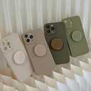 Silicone Case for iPhone 13 Pro Case 6.1-Inch, Women with Ring Holder Expanding Kickstand, Girl Cute Rubber Protective Phone Cover (Gray)