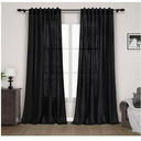 Black Linen Curtains 84 inches Long 2 Panels for Bedroom Back Tab Light Filtering Privacy Sheer Black Curtains Muslin Look Modern Farmhouse Cotton Textured Gauze Curtain for Living Room 2 Panel Set