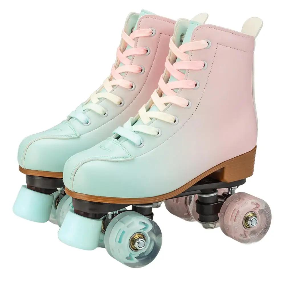 Roller Skates for Women,Classic Shiny Double-Row Four Wheels Derby Skates High Top Roller Skates for Adults Youth Beginner Indoor Outdoor (34)