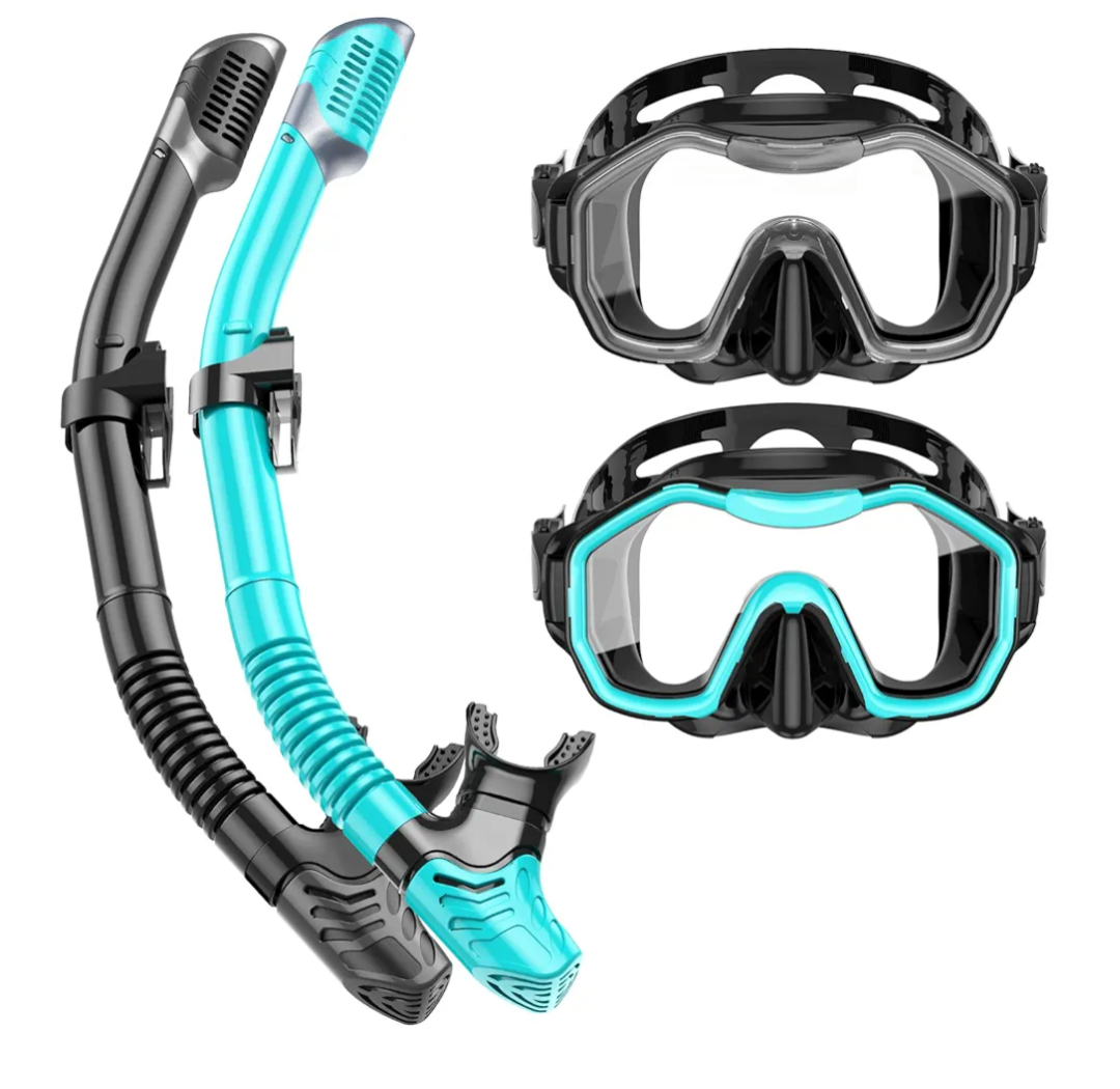 Kwambiri Snorkeling Gear for Adults Kids, Dry-Top Snorkel Set, 180°Panoramic Wide View Diving Mask Breathing Freely Snorkel Mask for Snorkeling Scuba Diving Swimming Travel