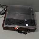 Vinyl Record Player Turntable with Built-in Bluetooth Receiver & 2 Stereo Speakers, 3 Speed 3 Size Portable Retro Record Player for Entertainment and Home Decoration (Brown)