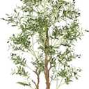 7.2ft Artificial Olive Tree (85in) with Plastic Nursery Pot Faux Olive Silk Tree, Fruits Fake Plant for Office House Farmhouse Living Room Home Decor (Indoor/Outdoor)