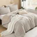 Litanika Linen Grey Comforter Set King Size, 3 Pieces Lightweight Solid Bedding Comforter Set, All Season Fluffy Bed Set (104x90In Comforter & 2 Pillowcases)