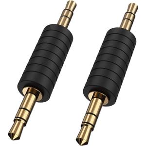 CableCreation 2 Pack 3.5mm 1/8 Stereo Jack to 3.5mm Audio Male to Male Adapter Connectors Gold Plated Compatible with for TaoTronics, Mpow BH129 Bluetooth Receiver