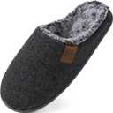 ULTRAIDEAS Men's Fuzzy Scuff Slippers Comfy Winter Warm Indoor House Shoes Fur Lined (11-12, Knit Dark Grey)