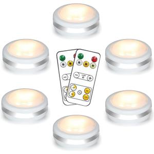 Starxing Battery Operated Puck Lights with Remote, Wireless Led Under Cupboard Light with Remote Control, Under Cabinet Lighting, Stair Closet Lights (3 Color Temperatures)