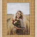 Sonefreiy Boho 5x7 Picture Frame, 5 x 7 Picture Frames for Wall, Photo Frame Natural Bamboo Woven Tabletop Display Christmas Gift for Family Mom Dad Grandma Friends