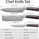 Knife Set Kitchen Knives - High Carbon Stainless Steel Professional Chef Knife Set of 3 - Razor Sharp Japanese Cooking Knife, Multipurpose Kitchen Knife with Wooden Handle, Premium Gift Box