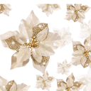 WILLBOND 36 Pieces Christmas Poinsettia Glitter Faux Flowers Christmas Artificial Flowers Tree Ornaments Topper Xmas Decorations(Gold)