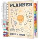 Academic Planner 2025-2026, Large 19 Months 8.5 x 11 Monthly, Weekly, Daily Planner Calendar with Laminated Tabs, Yearly Agenda Jun. 2025-Dec. 2026 School Organizer, Pocket, Bookmark, Sticker(Beige)