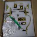 Double Front Door Handle Set with Dummy and Deadbolt, Brushed Gold Entry Front Door Lock Set with Gold Classic Half Grip Curved Door Handle for Exterior Doors or Office, Satin Brass