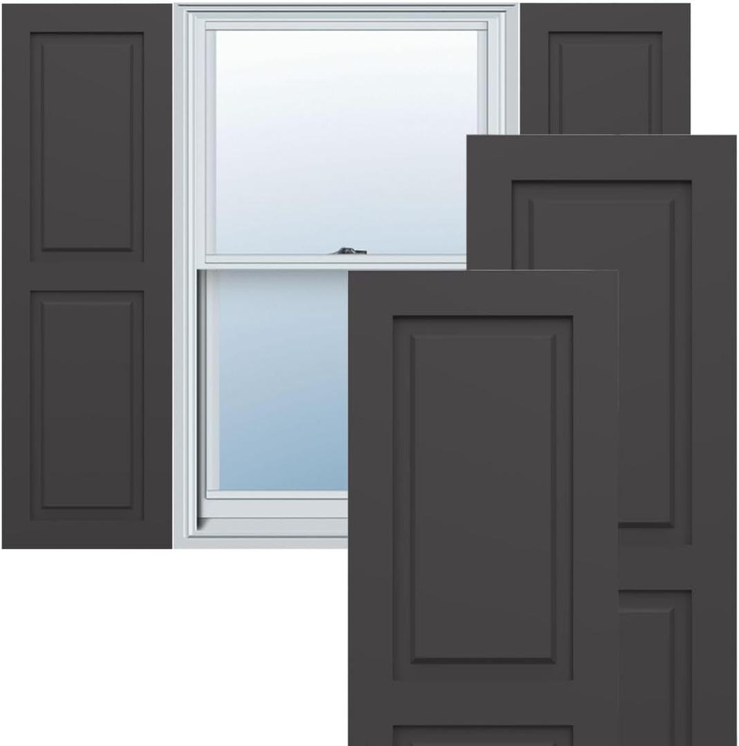18"W x 37"H True Fit PVC, Two Equal Raised Panel Shutters, Shadow Mountain (Per Pair - Hardware Not Included)