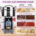 2000g Grain Mill, 304 Stainless Steel Spice Grinder, 3600W High-speed Commercial Flour Mill, Superfine Flour Mill Grinder for Home, Grain Mill for Flour