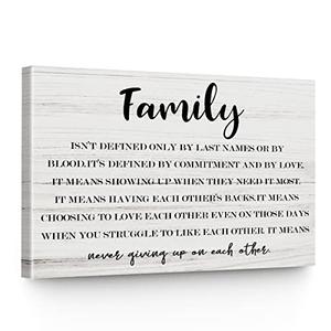 Rustic Family isn't Defined Canvas Painting Framed Wall Art Decor for Living Room Bedroom Home, Funny Farmhouse Family Quote Canvas Poster Print Present 11.5x15 inches