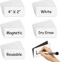 Dry Erase Magnetic Labels 4x2 Inch 40 Pieces, Reusable Magnetic Dry Erase Labels for Whiteboards, Locker, School, Classroom, Office, Home