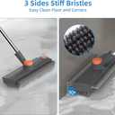 Scrub Brush with Long Handle, Floor Scrub Brush Squeegee Broom for Cleaning, 3 in 1 Shower Scrubber Floor Broom Squeegee for Concrete Tile Wall Deck Patio Grey