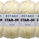 Estako Star-DK Yarn - (4 Skeins Pack) - 75% Acrylic 25% Wool - Soft Lightweight DK #3 - (4 x 3.52 Oz) / (4 x 306 Yrds) - Crochet & Knitting Yarn (30299 - Cream)