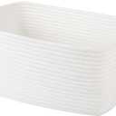 OIAHOMY 19L Woven Basket with Gift Bags and Ribbons, Gift Basket Empty for Baby Showers Birthday, Nursery Bin with Handles for Baby Room Living Room, Pet Toy Bins for Toy Organizer- White (Large: 15.35L*11.42W*6.7H)