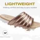 GPOS Womens Slides with Memory Foam Soft Cushioned Cozy House Slippers for Woman Comfy Open Toe Ladies Sandals Leather Slip on Bedroom Shoes Plantar Fasciitis Indoor Outdoor (Gold, M)