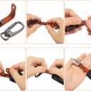 HARFINGTON Car Keychain Clip Leather Key Chain Ring Key Holder Organizer for Men (Grey)