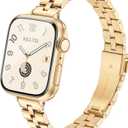 Slim Metal Band Fits Apple Watch Bands for Women 42mm (Series 11/10) 40mm 41mm 38mm, Stainless Steel iWatch Bands for Women, Dressy Band for Apple Watch Series 11 10 9 SE 8 7 6 5 4 3, Gold