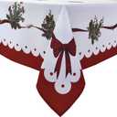 Wewoch Christmas Tablecloth 60"x120" Water Resistant Polyester Table Cloth with Ribbon Print Ideal for Indoor Dining Holiday Dcor