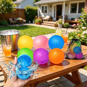 5PCS Reusable Water Balls Quick Fill for Summer Water Fight Beach Outdoor Game Toy Solid Assorted Colors(Random Color)