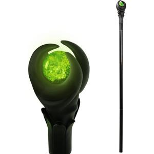 51inch Light-Up Wizard Staff with Green Crystal, Evil Witch Queen Magic Scepter Props Halloween Cosplay for Adult Women