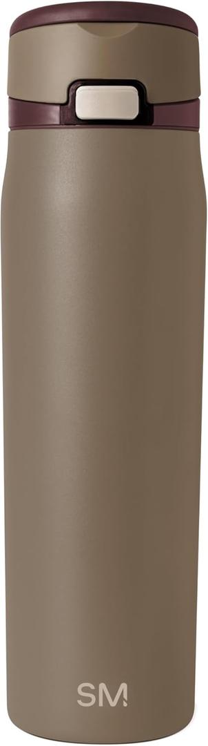 Simple Modern Mesa Loop Water Bottle with Covered Straw and Handle | 24oz Cup Holder Friendly Insulated Stainless Steel Bottles for Travel, Sports and School | Hazelnut