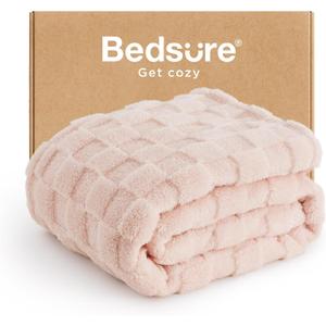Bedsure GentleSoft Pink Throw Blanket for Couch - Checkered Fleece Blankets Gifts for Women Men Girls, Cute Soft Cozy Throw for Bedroom Home Decor Gifts, 50x60 Inches