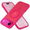 Misea Magnetic for iPhone 17 Air Case Compatible with MagSafe [Military Grade Drop Protection] Full Camera Lens Protector Translucent Matte Phone Case for Women Girls 6.5 inch, Hot Pink