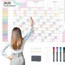 Large Calendar for Wall 2025, Dry Erase Wall Calendar 48"x32" Horizontal Layout, Yearly Planner for Office, Classroom, Home, Task Organizer (2025 Jan-Dec)