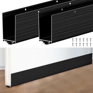 Yaocom 2 Pack U Shape Screw on Under Door Seal 36 Inch Aluminum and Rubber Door Threshold Extension with Draft Stopper for Home Prevents Hot and Cold Air, Dust and Insects, Suitable for 1-3/4 Inch