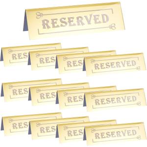 15 PCS Gold Reserved Table Signs, Acrylic Double Side Table Reserved Signs for Wedding,5.9 X 1.6 Inches Mirrored Acrylic Reserve Sign for Restaurant Guest Reservation, Wedding, Birthday Party, Event