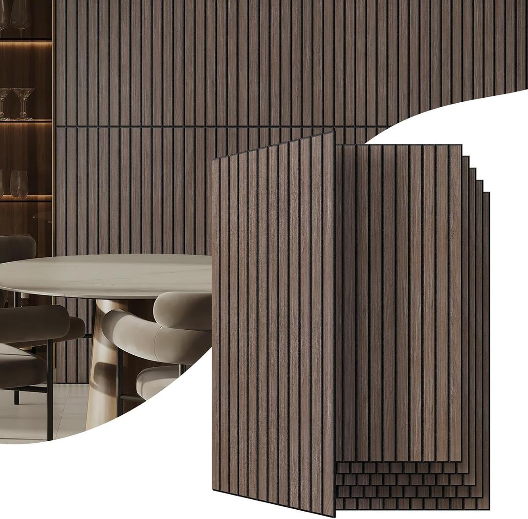 6 Pack Acoustic Wall Panels, 47.2" X 23.6" Sound Absorbing Panels, Decorative Sound Proof Panels for Home, Office, Studio Room, Deep Walnut