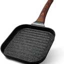 ESLITE LIFE 7 Inch Nonstick Small Grill Pan for Indoor Cooking, Versatile Induction Square Grilling Skillet Steak Pan for Stove Tops, PTFE & PFOA Free, Black
