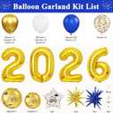 Graduation Balloons Garland Arch Kit, Graduation Balloons Class of 2026, Navy Blue and Gold White Latex Balloon with Foil Balloon for Class of 2026 Party Decor