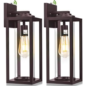 FILIYANO 20inch Dusk to Dawn Outdoor Wall Light Fixtures - 2 Packs Large Exterior Waterproof Outdoor Lighting, Modern Porch Sconces Wall Mounted Lighting, Industrial Outside Lantern for Front Door, Dusk to Dawn Sensor-20inch