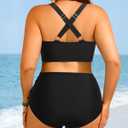 Womens Plus Size High Waisted Bikini -Twist Front Two Piece Swimsuit 2025 Tummy Control Bathing Suits with Drawstring